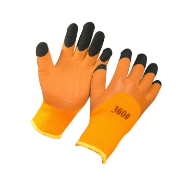 Warm Winter Glove 10 Gauge Coated Orange Latex Safety Working Glove